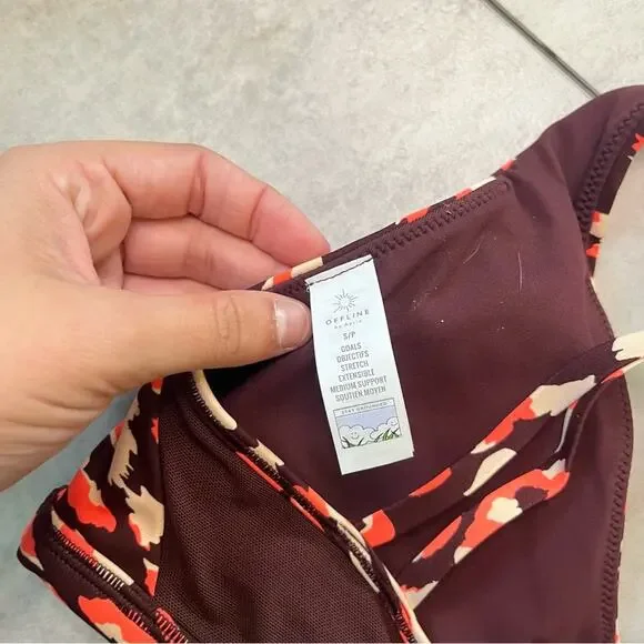 NWT Aerie Offline Goals Plunge Sports Bra 2 Pack Maroon Black Floral Small Mesh - Picture 11 of 16